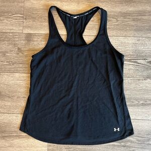 Under Armour Run Women’s Racer Back Tank Top Workout Athleisure Black No Size